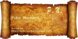 Puhr Norbert névjegykártya